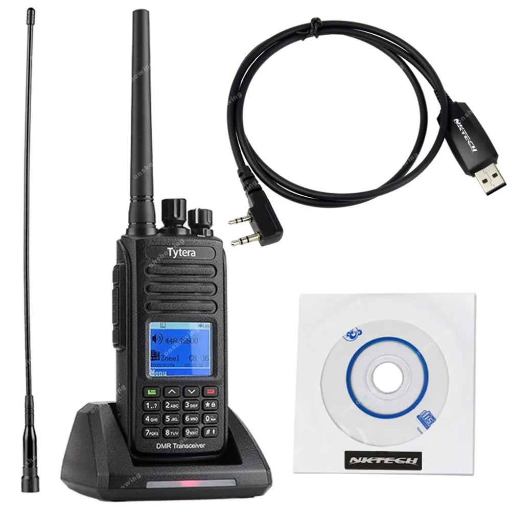 10 шт. nktech 2800 мАч Батарея и TYT MD 390 IP67 Водонепроницаемый трансивер цифровой Радио