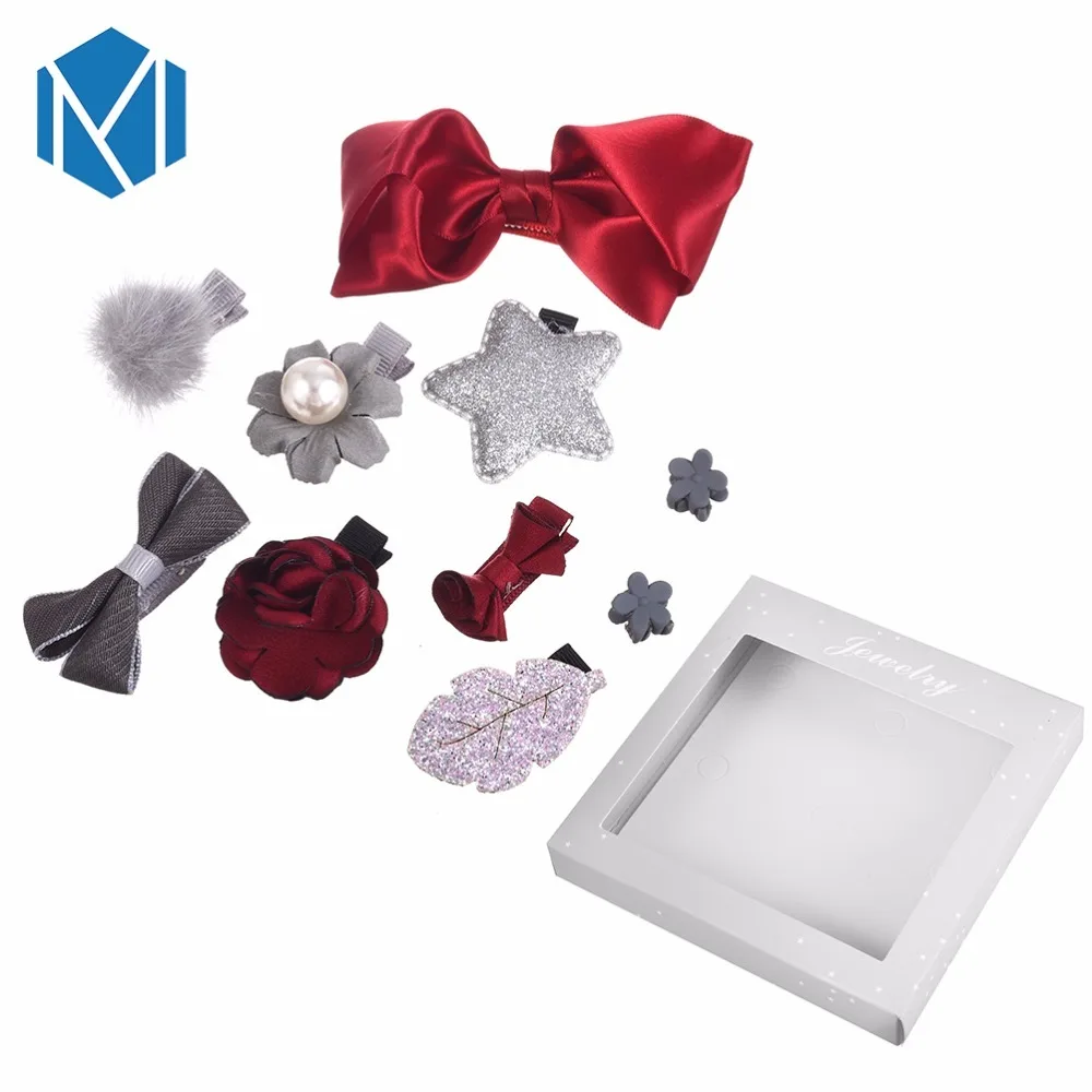 M MISM 10pcs/sets Lovely Girls Headwear Set Children Hair Accessories Ribbon Bow clip Star Hairpins Crown Cute Grip | Детская одежда и
