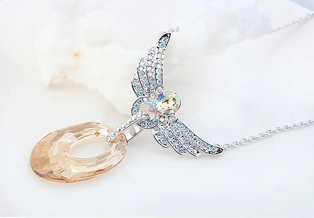 Высокого качества с украшением в виде кристаллов от Swarovski крылья крупное колье