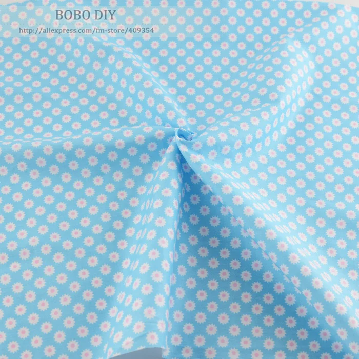 1 meter Flower printed Blue Cotton Twill Cloth Quilting fabric patchwork textile for sewing children bedding set 160cmx100cm | Дом и сад