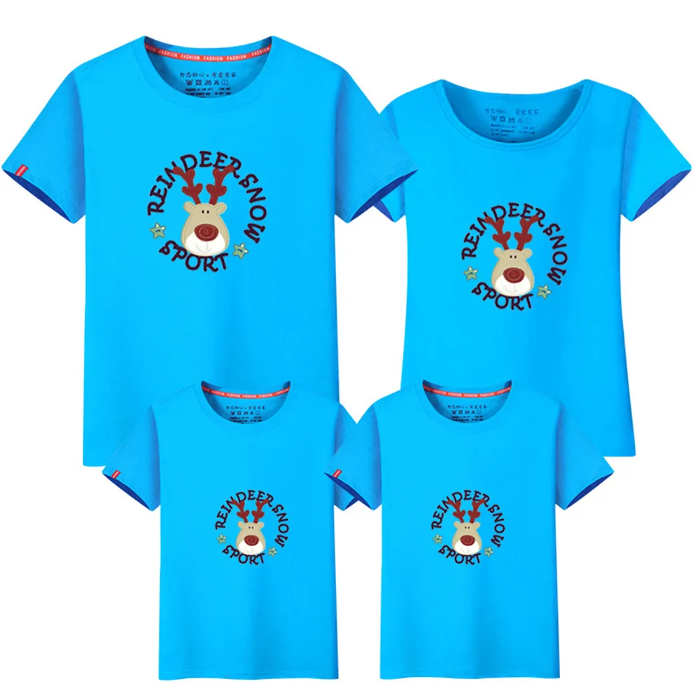 1 piece 95% Cotton T-shirts Sport Deer family clothing sets boyfriends girlfriend outfit matching T-shirt Large Size 5XL | Мать и ребенок
