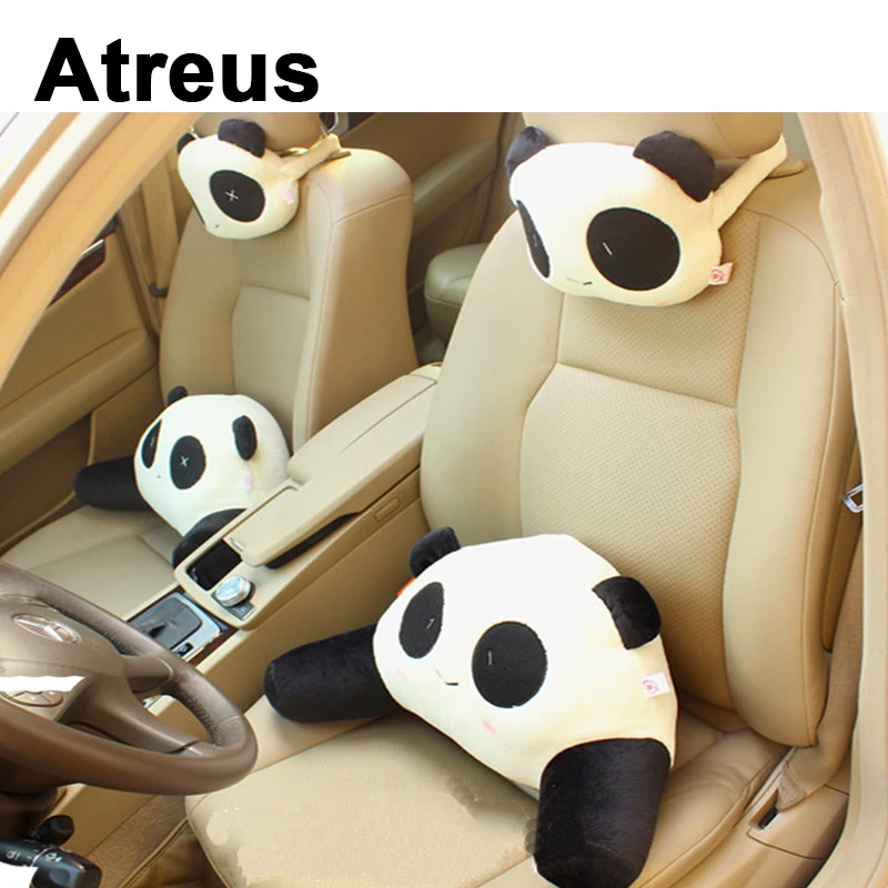 Автомобильный подголовник Atreus с милым мультяшным рисунком панды автомобильная