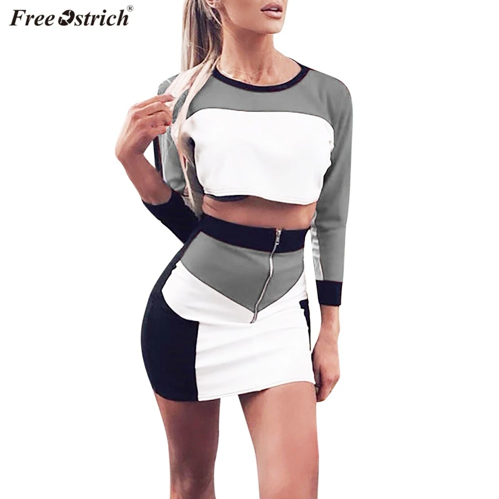 Женский спортивный костюм страуса из 2 предметов с юбкой повседневная одежда