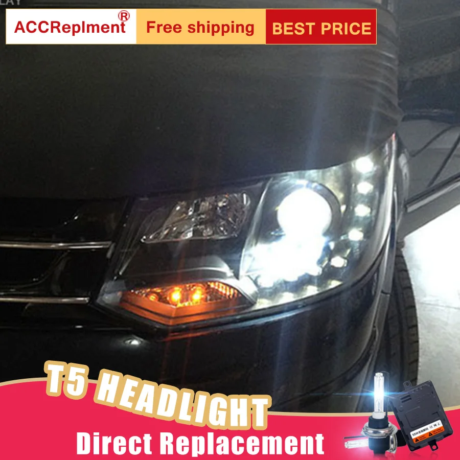 2Pcs LED Headlights For vw t5 2010-2014 led car lights Angel eyes xenon HID KIT Fog Daytime Running Lights | Автомобили и