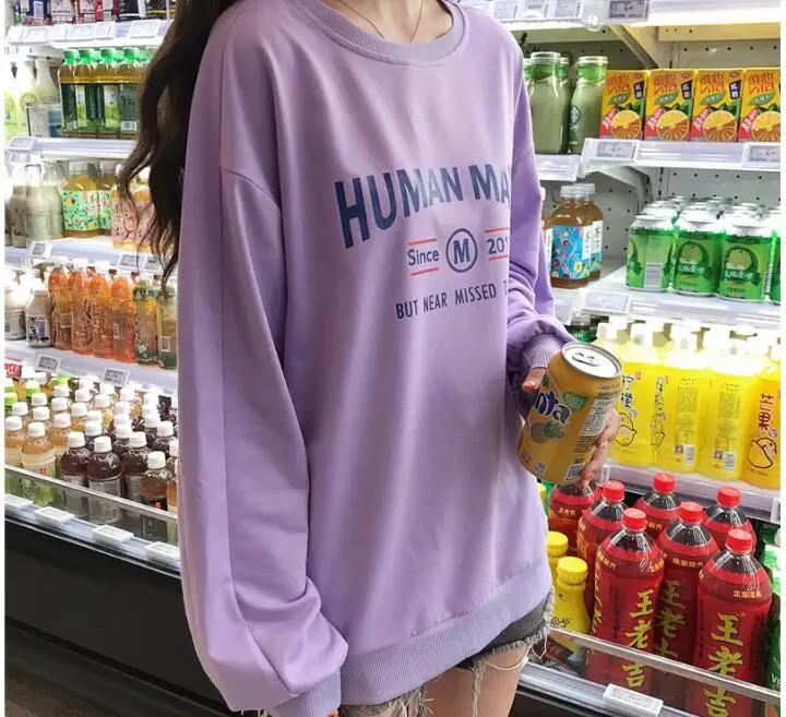 Осенняя Толстовка Femme корейский стиль Ulzzang Harajuku тонкие свободные толстовки женские повседневные Пуловеры с длинными рукавами толстовки Топы