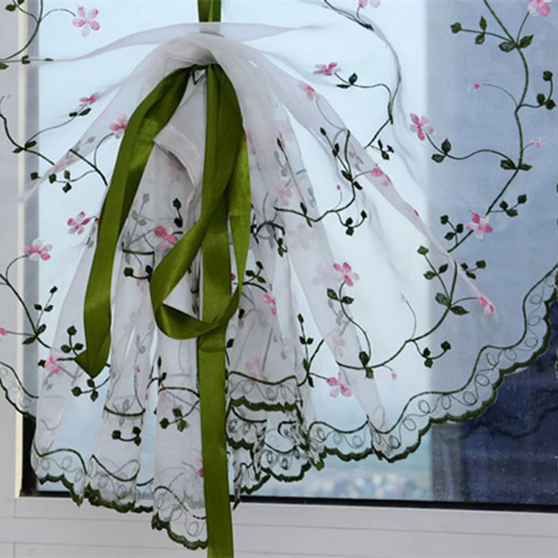 Занавески с вышивкой в пасторальном стиле прозрачные шторы римском для кухни