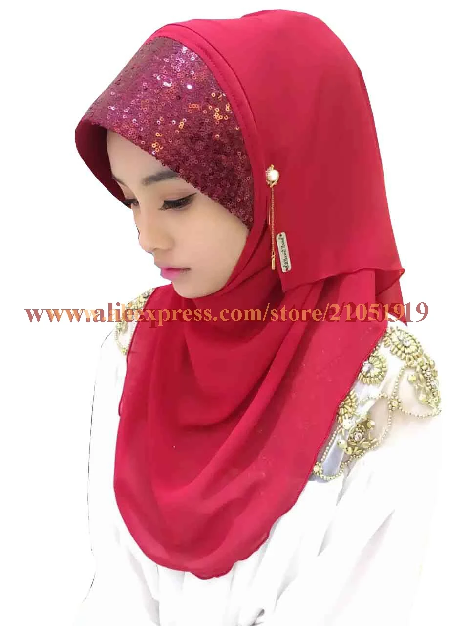 2017 мусульманский хиджаб с пайетками толстый супер шифоновый модный шарф