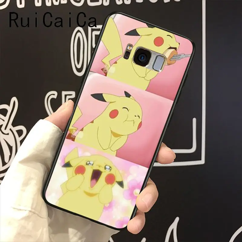 Чехол для телефона RuiCaiCa pokemons Evee pika чехол Samsung Galaxy S8 S7 edge S6 plus S10 S9plus | Мобильные
