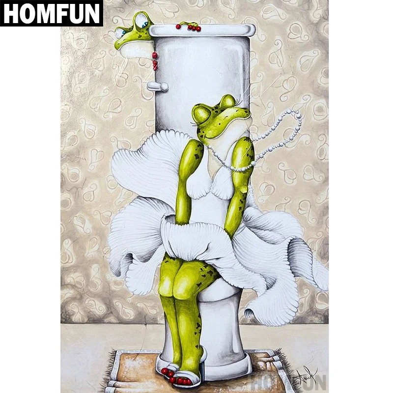 Алмазная живопись HOMFUN лягушки и унитаз набор для алмазной вышивки сделай сам из