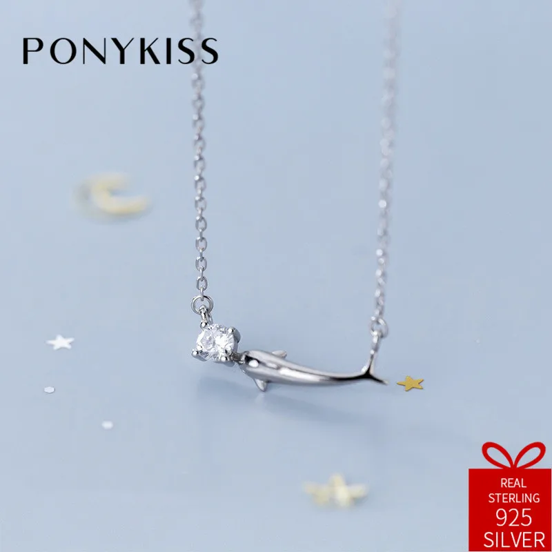 PONYKISS романтичное 100% Стерлинговое Серебро 925 пробы милый циркон дельфин подвеска