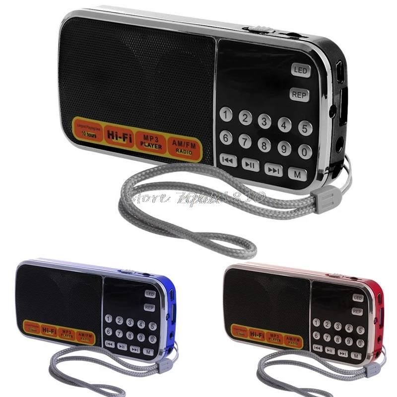 Мини ЖК-приемник Цифровой FM AM радио динамик USB Micro SD TF карта mp3-плеер