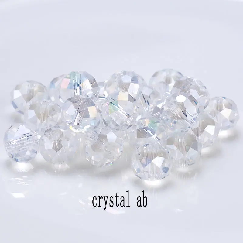 crystal ab Большая распродажа 6-8 мм круглые Кристальные бусины разноцветные шармы стеклянные свободные бусины для изготовления украшений о - Цвет: crystal ab