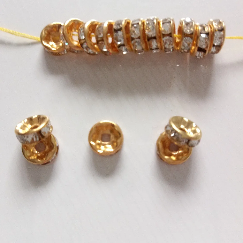 Wholesale 500pcs 6mm/8mm/10mm Rhinestone Spacer Beads Fit Women DIY Jewelry Making Bracelet Necklace Earrings Beaded Material | Украшения и