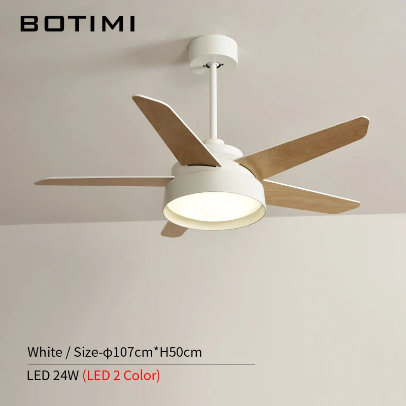 BOTIMI Nordic 220V Потолочная люстра вентилятор для Гостиная 42 дюймов Ventilador de techo потолочный вентилятор с подсветкой на пульте Функция охлаждения лампы - Цвет лезвия: White