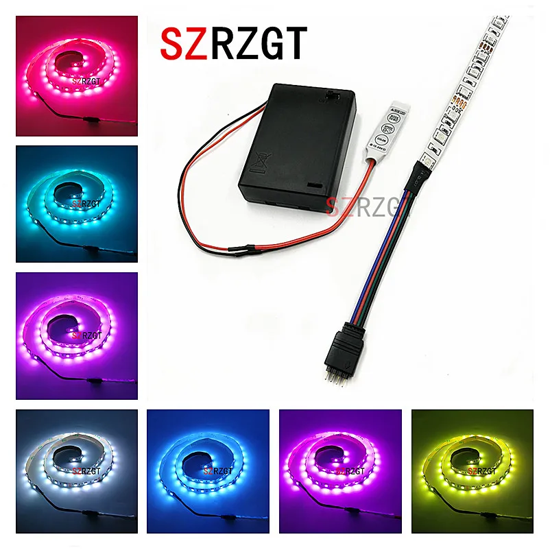 Светодиодная лента на батарейках 5050 SMD 50 см 1 м 2 RGB водонепроницаемая гибкая