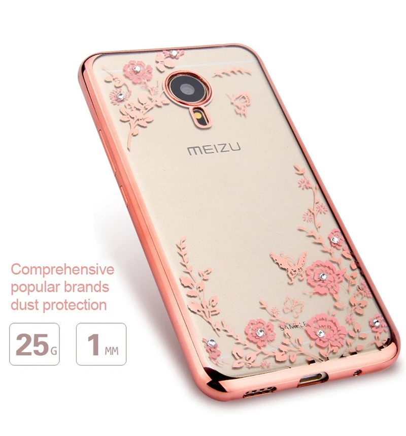 Diamond Case Flower Pattern Soft Plating TPU Back Cover For MEIZU MX6 Pro5 Pro6 U10 U20 meilan E 2 3 Secret Garden Series |