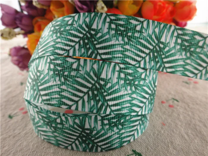 18092701 7/8&quot 22mm 50 yards leaf printed grosgrain ribbons DIY hair bows handmade materials | Дом и сад