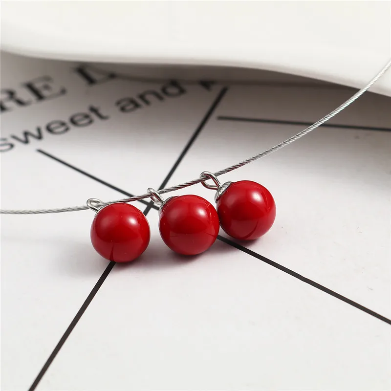 DoreenBeads 304 Stainless Steel Necklace Silver Tone Wine Red Round 40cm(15 6/8") long, 1 Piece - Окраска металла: Red