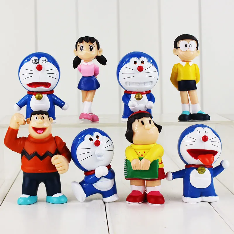 

8Pcs/Set New Arrival Anime Doraemon Action Figures Toys 10cm Cute Doraemon Family PVC Dolls Collection Kids Gift 2 styles