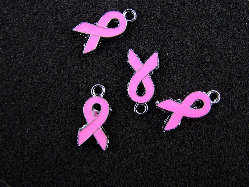 

AE571 Mix Color 20Pcs Alloy Metal Enamel Pink Ribbon Charms Pendants 20x10mm