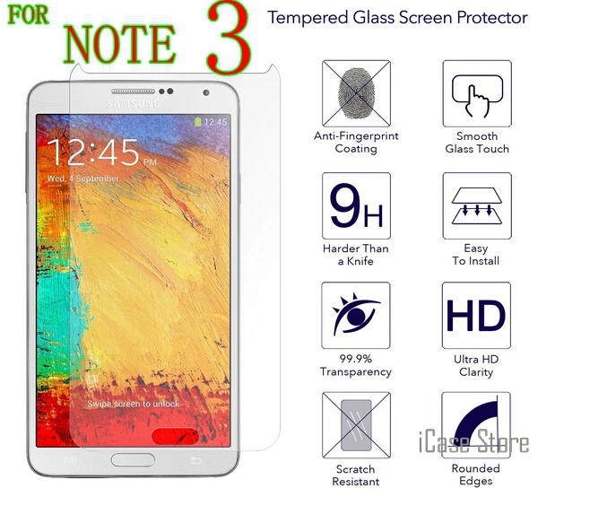 9 H для экрана из закаленного стекла samsung Galaxy Note 2 note 3 4 5 килифи note2 note3 note4 note5