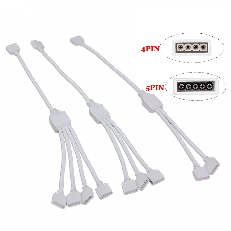 KZKRSR 4Pin 5Pin RGB коннектор RGBW концентратор 1 до 2 3 4 сплиттер Женский удлинитель провода кабель для RGB RGBWW светодиодные ленты SMD 5050 3528