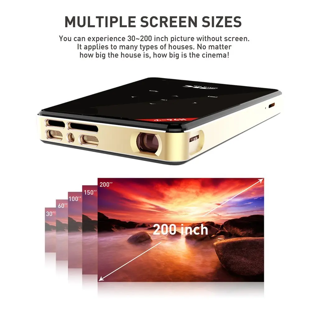 Портативный 1GB+ 8GB 4K HD мини-проектор 1080P с Wi-Fi Android 5,1 интеллектуальный проектор DLP для видеосъемки, домашнего кинотеатра