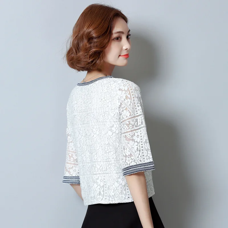 MLXSLKY кружевное Женская летняя футболка Весна и осень новые свободные женское с