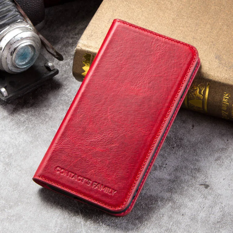 CF1007-Red Чехол Crazy Horse из натуральной кожи в стиле ретро для iPhone 7 8, чехол с отделением для кредитных карт, чехол-кошелек для Apple iPhone, задняя защитная крышка - Цвет: CF1007-Red