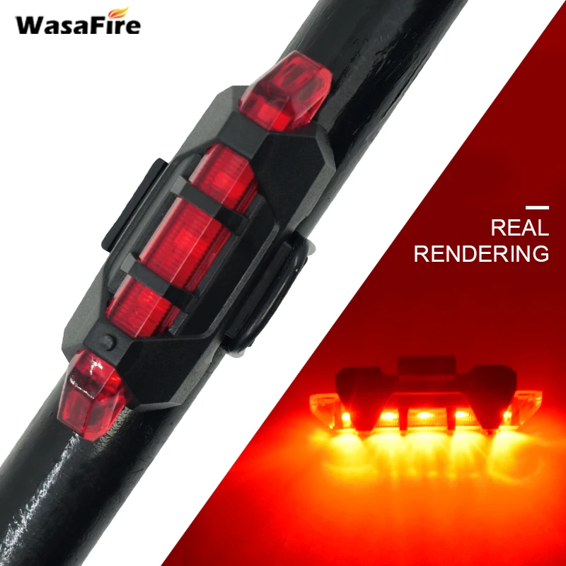 WasaFire Портативный USB Перезаряжаемые велосипед задний Безопасность