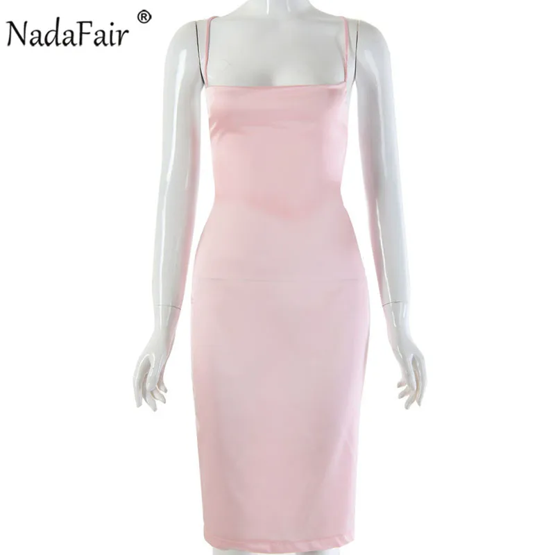 Женское атласное платье миди Nadafair Клубное облегающее вечернее с открытой спиной