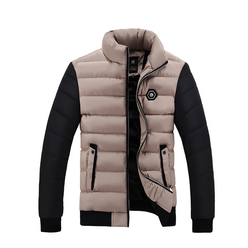 Мужская парка из флиса в стиле пэчворк Повседневная приталенная желтого и серого