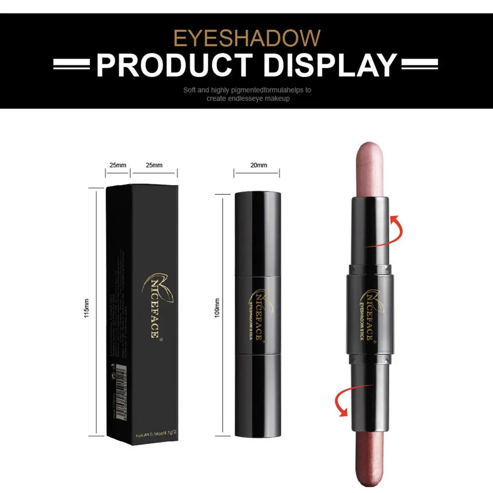 Двойной головкой карандаш для век 2 цвета золотого с бриллиантами Розовый