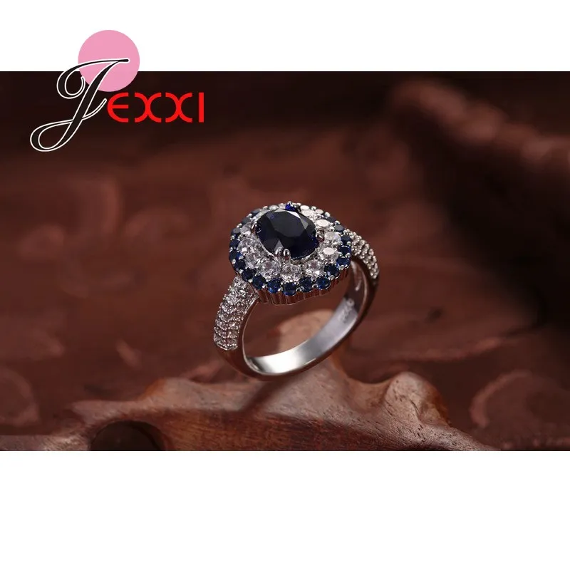 Лидер продаж женские свадебные кольца с синими кристаллами овальной огранки из