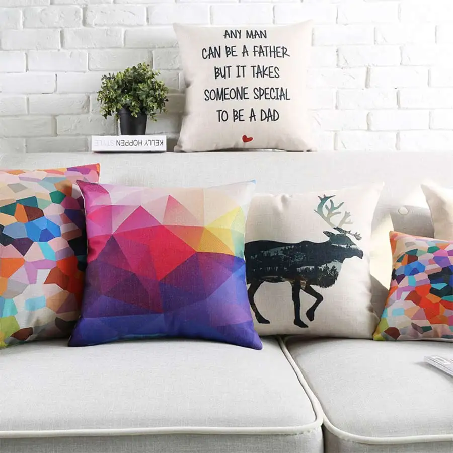 Бесплатная доставка! Живописная квадратная подушка с геометрическими