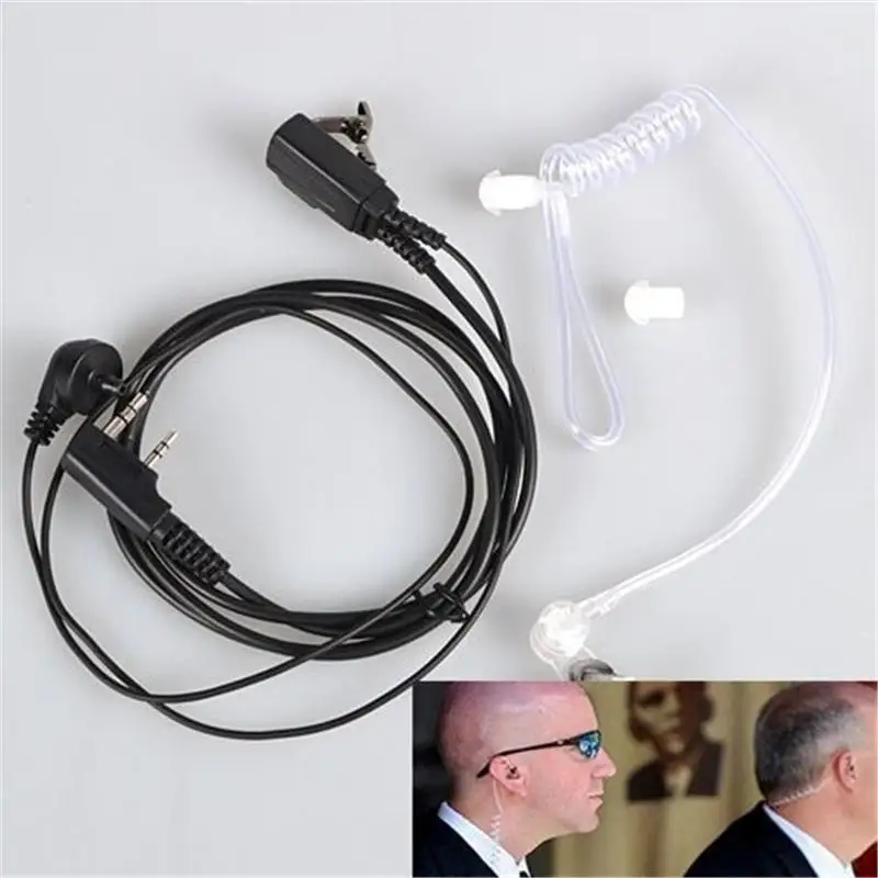 2 Pin PTT MIC гарнитура Тайное Акустическая трубка In ear наушник для Kenwood TYT Baofeng UV 5R BF 888S CB