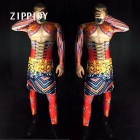 

Комбинезон мужской, с накладным рисунком дракона, с принтом мышц