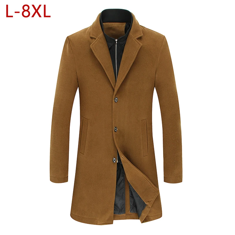 L-8XL осенняя мужская шерстяная куртка из двух предметов размера плюс тонкий