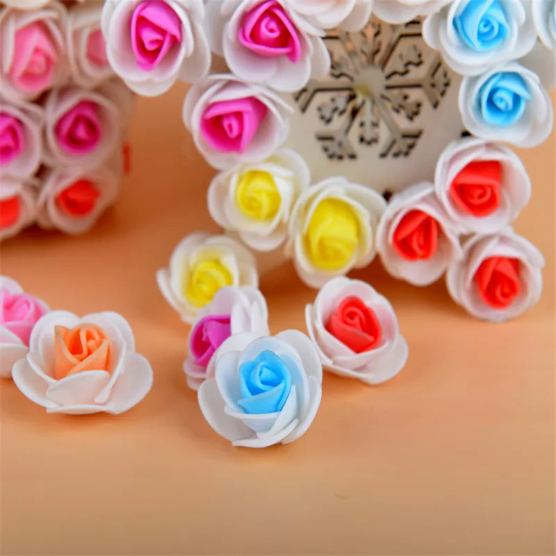 Искусственные цветы розы для украшения дома 20 шт. красные зеленые ПЭ