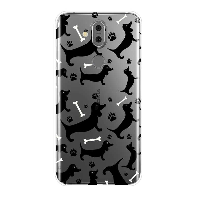 Задняя крышка для Nokia 2 1 3 5 6 7 такса собака сердце любовь мягкий силиконовый чехол
