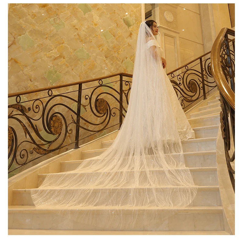 

Sparkly Wedding Veils Sequins Bling Bling Shinning Bridal Veils Long 3 Meters Bridal Veils In Stock Real Wedding Accessories
