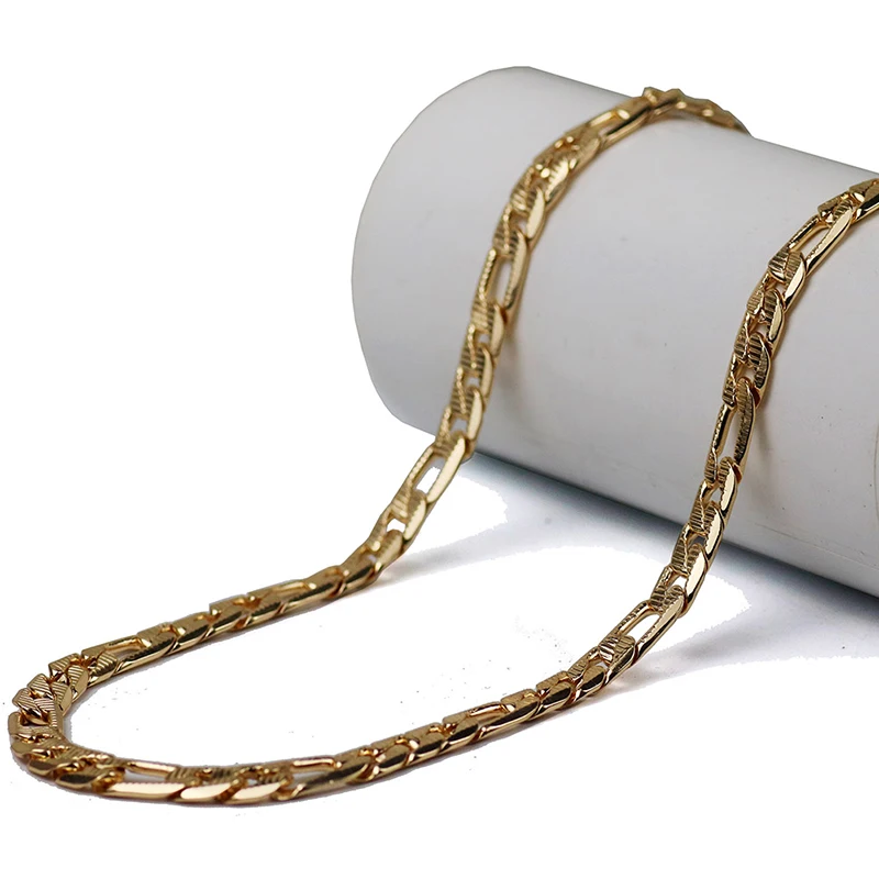 Stainless Steel Figaro Link Chain Necklaces Gold Classic Sport Flat Curb Long Necklace Hip Hop Charm Men Jewelry | Украшения и