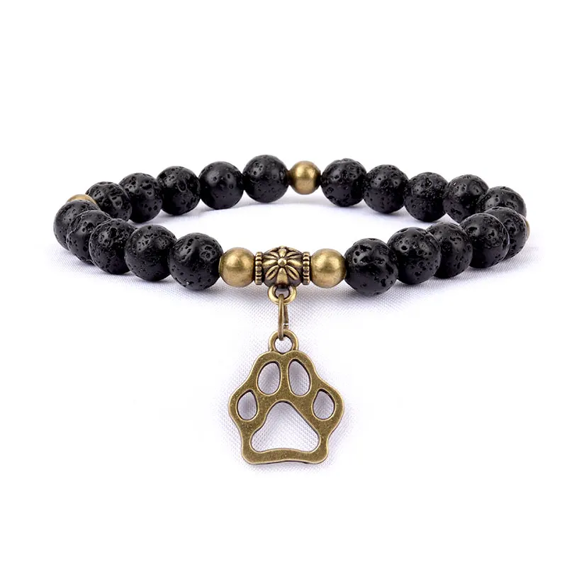 Браслет с бусинами из натурального камня черная лава браслет подвесками в виде