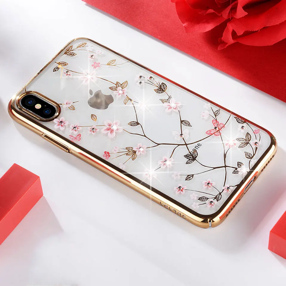 Phone Case For iPhone X 7 8 6 Plating and diamond transparent shell Plus Covers Funda 6s Capa |