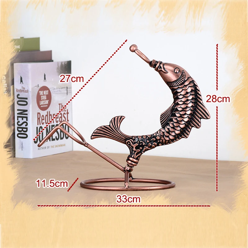 

Handmade Metal Decorative Sculpture Fish Wine Holder Wine Bottle Racks Display Shelf Artwork Gift