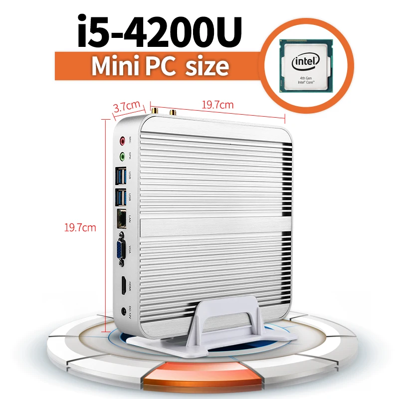 MSECORE Intel I5 4200U безвентиляторный мини-ПК Windows 10 NUC HTPC неттоп barebone система linux игра настольный компьютер HD4400 300M WiFi