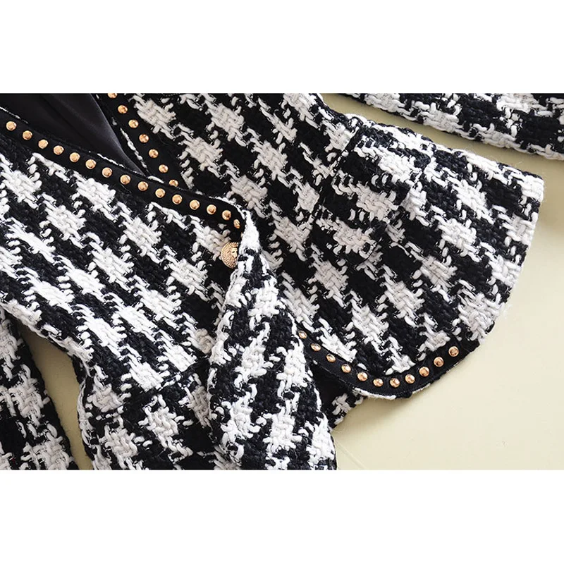 2021 Шипованный вышитый значок с одной пуговицей твидовый пиджак гусиной ЛАПКОЙ