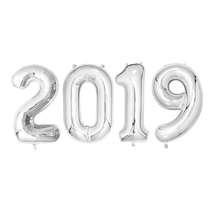 40 дюймов 2019 шары с новым годом Золотая/серебряная фольга гелиевые рождественские