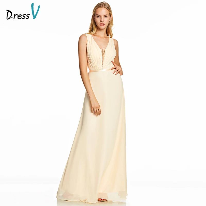 

Dressv daffodil evening dress cheap v neck seuqins a line sleeveless zipper up wedding party formal dress evening dresses