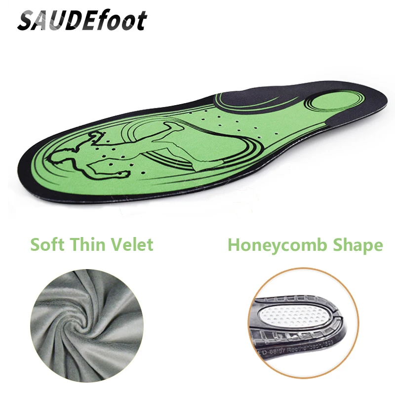 Saudefoot Breathable Soft Gel Shoe Insoles Shock-Absorbant High Elasticity Honeycomb Sport Foot Pad Soles Insert Accessories